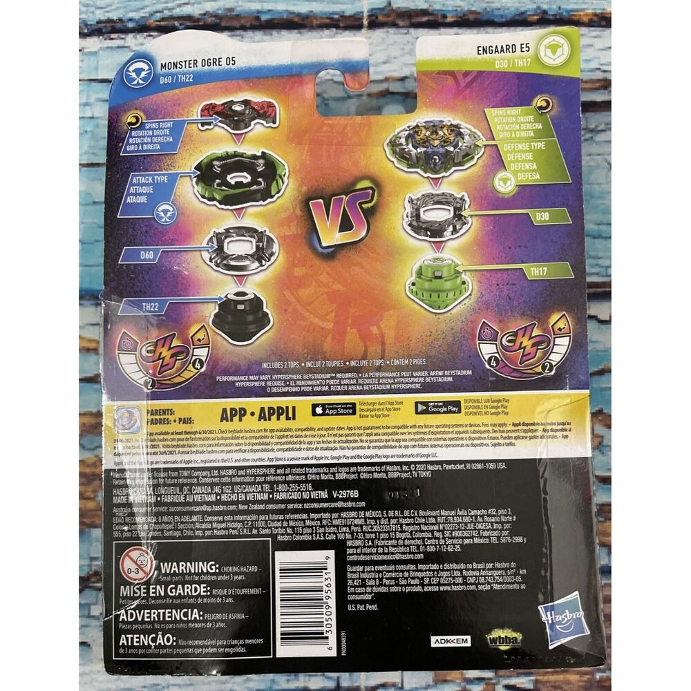 Beyblade Burst Rise Hypersphere Dual Pack Engaard‎ E5 & Monster Ogre O5 SEALED - Picture 2 of 2